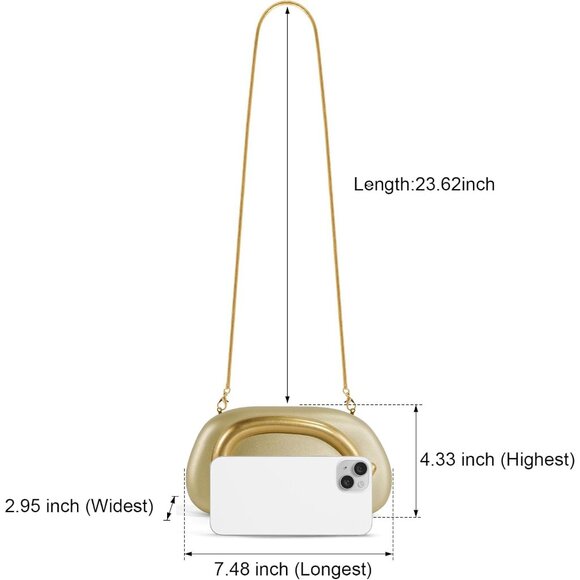Women\'s Gold Leather Trendy Evening Formal Clutch Shoulder Strap Handle Bags